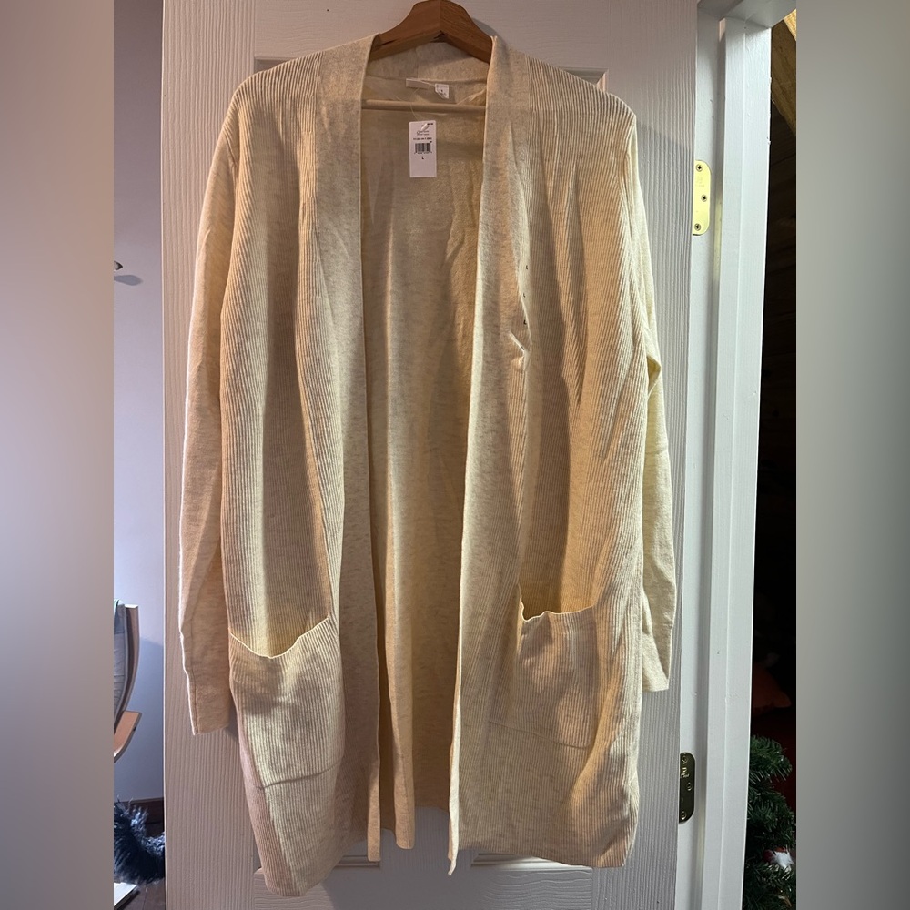 Gap cream knee length cardigan.